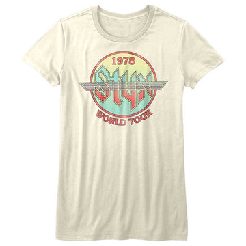 STYX CIRCLE TOUR LADIES S T-Shirt in Vintage White