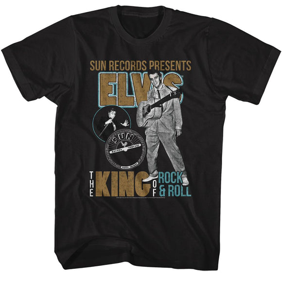 ELVIS - SUN RECORDS ELVIS SUN RECORDS ELVIS KING OF ROCK AND T-Shirt in Black