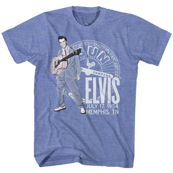 ELVIS - SUN RECORDS ELVIS SUN RECORDS ELVIS MEMPHIS TN S T-Shirt in Light BLUE Heather