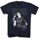 ELVIS - SUN RECORDS ELVIS SUN RECORDS ELVIS ON THE MIC S T-Shirt in NAVY