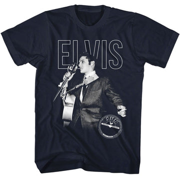 ELVIS - SUN RECORDS ELVIS SUN RECORDS ELVIS ON THE MIC S T-Shirt in NAVY