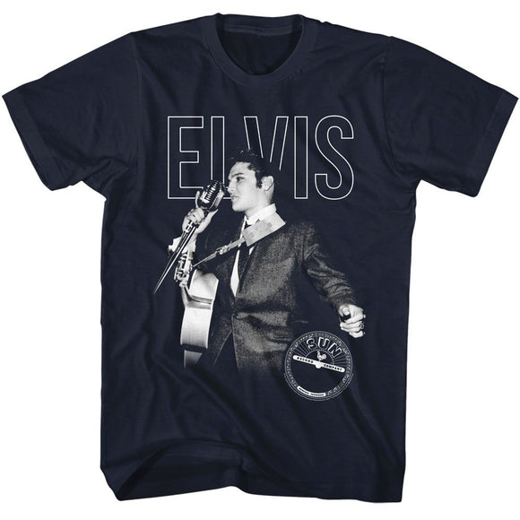 ELVIS - SUN RECORDS ELVIS SUN RECORDS ELVIS ON THE MIC S T-Shirt in NAVY