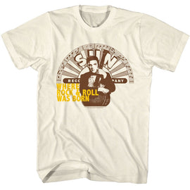 ELVIS - SUN RECORDS ELVIS SUN RECORDS ELVIS WHERE ROCK AND ROLL T-Shirt in Natural