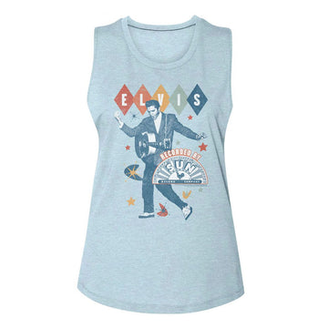 ELVIS - SUN RECORDS ELVIS SUN RECORDS ELVIS SUN RECORDS RETRO T-Shirt in Stonewash Denim