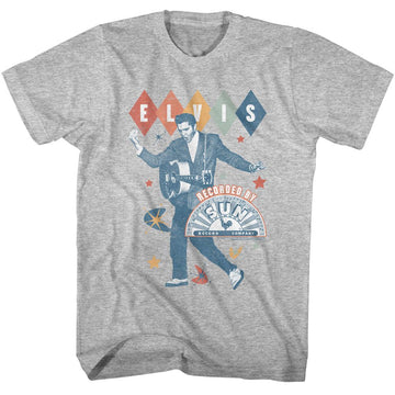 ELVIS - SUN RECORDS ELVIS SUN RECORDS ELVIS SUN RECORDS RETRO T-Shirt in GRAY Heather
