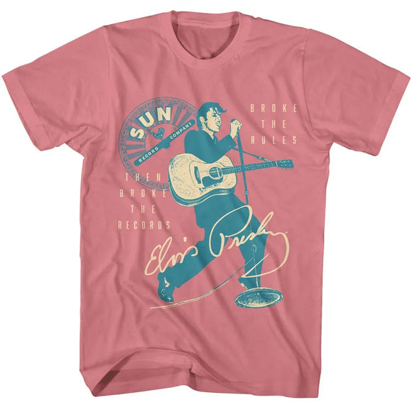 Elvis Sun Records Broke The Rules Mauvelous Adult T-Shirt
