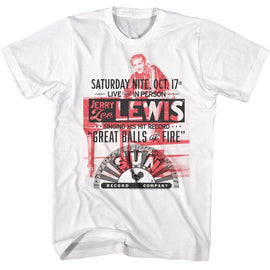 SUN RECORDS JERRY LEE LEWIS OCT 17 GREAT BALLS OF FIRE S T-Shirt in White