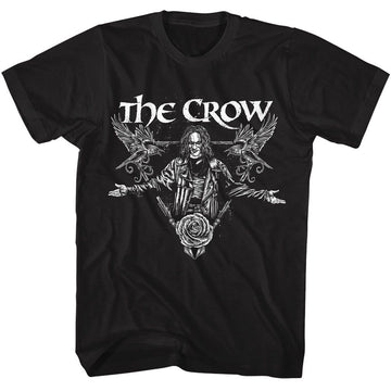 THE CROW CROWS AND ROSE TRIANGLE S T-Shirt in Black