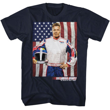 TALLADEGA NIGHTS RB AND FLAG S T-Shirt in NAVY