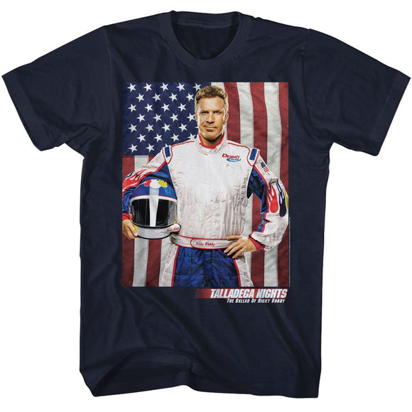 TALLADEGA NIGHTS RB AND FLAG S T-Shirt in NAVY