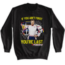 TALLADEGA NIGHTS NOT FIRST YOURE LAST CHECKERED L/S S T-Shirt in Black