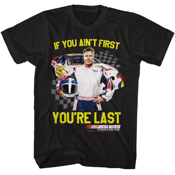 TALLADEGA NIGHTS NOT 1ST YOURE LAST CHECKERED S T-Shirt in Black