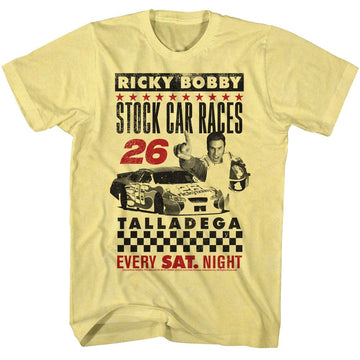 TALLADEGA NIGHTS STOCK CAR RACES S T-Shirt in Yellow Heather
