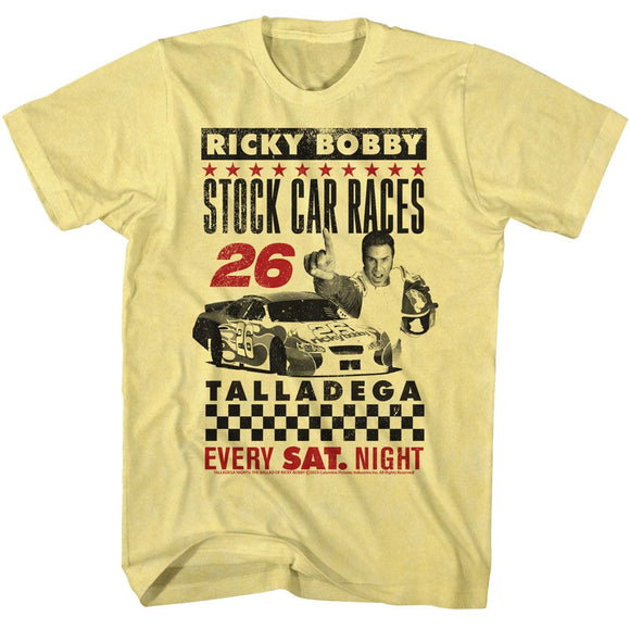 TALLADEGA NIGHTS STOCK CAR RACES S T-Shirt in Yellow Heather