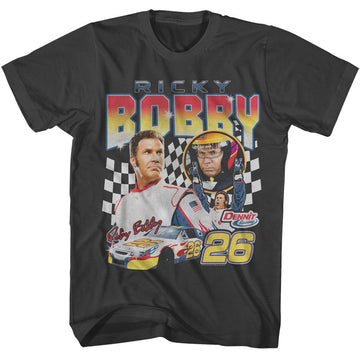 TALLADEGA NIGHTS THREE PHOTO RACING S T-Shirt in Smoke