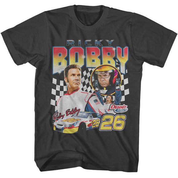 TALLADEGA NIGHTS THREE PHOTO RACING S T-Shirt in Smoke