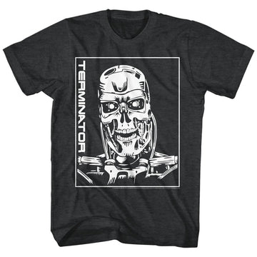TERMINATOR MACHINE SKULL S T-Shirt in Black Heather
