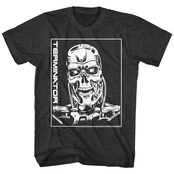 TERMINATOR MACHINE SKULL S T-Shirt in Black Heather