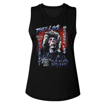THEY LIVE WHO ARE THEY LADIES MUSCLE TANK S T-Shirt in Black