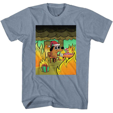 THIS IS FINE CHRISTMAS S T-Shirt in Indigo Heather