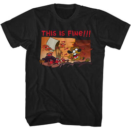 THIS IS FINE CHASED S T-Shirt in Black
