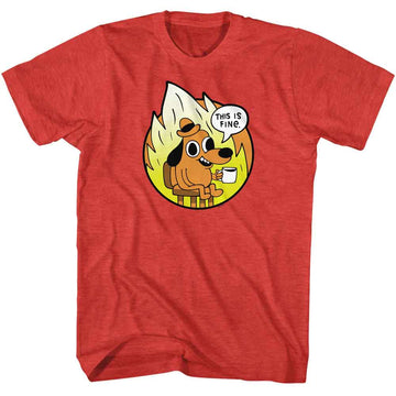 THIS IS FINE CIRCLE EMBLEM S T-Shirt in RED Heather
