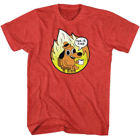 THIS IS FINE CIRCLE EMBLEM S T-Shirt in RED Heather