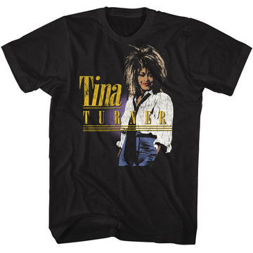 TINA TURNER SLOUCHY SHIRT AND TIE S T-Shirt in Black