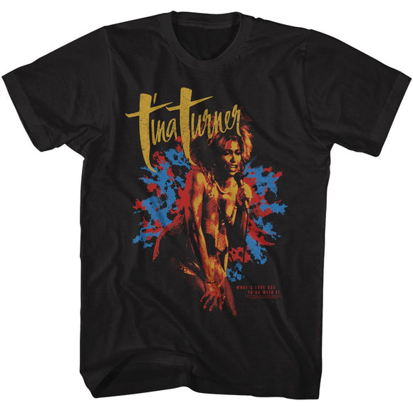 TINA TURNER SPLATTER BACKGROUND S T-Shirt in Black
