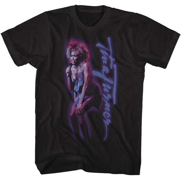 TINA TURNER SINGING OUTER GLOW S T-Shirt in Black