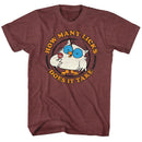 TOOTSIE ROLL HOW MANY S T-Shirt in Vintage Maroon Heather