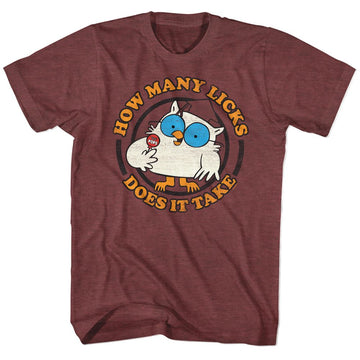TOOTSIE ROLL HOW MANY S T-Shirt in Vintage Maroon Heather