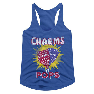 TOOTSIE ROLL CHARMS POPS LADIES SLIMFIT RACERBACK S T-Shirt in Royal