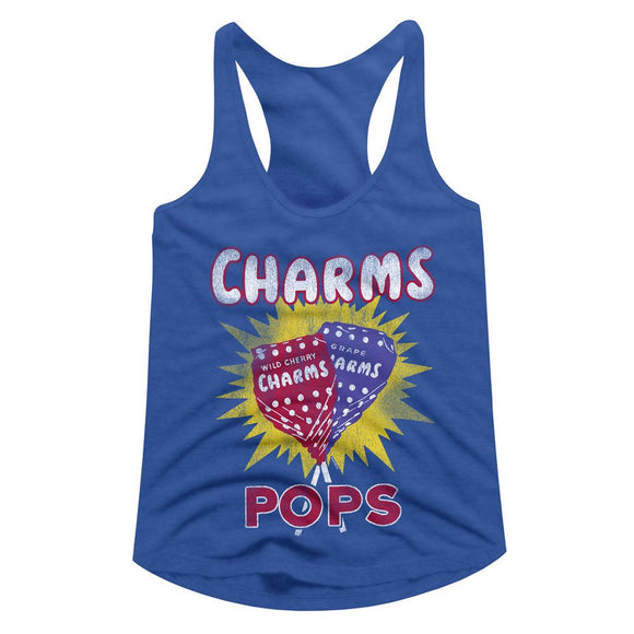TOOTSIE ROLL CHARMS POPS LADIES SLIMFIT RACERBACK S T-Shirt in Royal