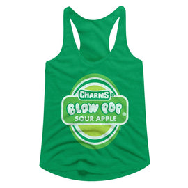 TOOTSIE ROLL SOUR APPLE BLOW POP LADIES SLIMFIT RACERBACK T-Shirt in Kelly