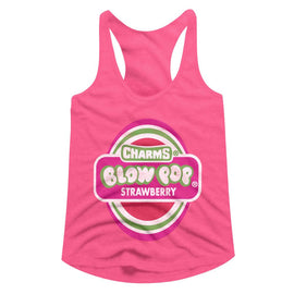TOOTSIE ROLL STRAWBERRY BLOW POP LADIES SLIMFIT RACERBACK T-Shirt in HOT PINK