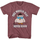 TOOTSIE ROLL THE WORLD MAY NEVER KNOW S T-Shirt in Vintage Maroon Heather