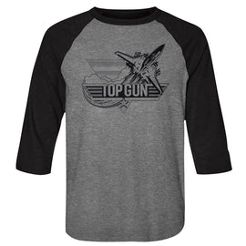 TOP GUN BLACK 3/4 SLEEVE S T-Shirt in Premium Heather/vintage Black