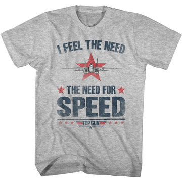 TOP GUN NEEDING SPEED S T-Shirt in GRAY Heather