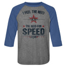 TOP GUN NEEDING SPEED 3/4 SLEEVE S T-Shirt in Premium Heather/vintage Royal
