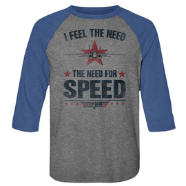 TOP GUN NEEDING SPEED 3/4 SLEEVE S T-Shirt in Premium Heather/vintage Royal