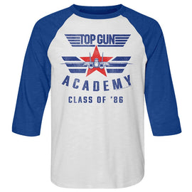 TOP GUN ACADEMY 86 3/4 SLEEVE S T-Shirt in White Heather/vintage Royal