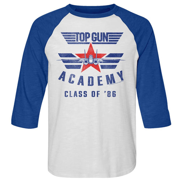 TOP GUN ACADEMY 86 3/4 SLEEVE S T-Shirt in White Heather/vintage Royal