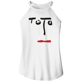 TOTO TURN BACK FACE LADIES SLEEVELESS ROCKER TANK T-Shirt in White