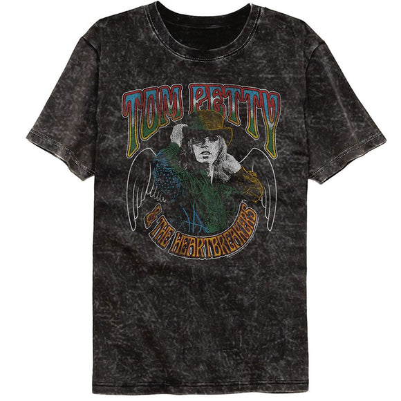 TOM PETTY WITH WINGS MINERAL WASH S T-Shirt in Black
