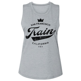 TRAIN CROWN LADIES SLUB SLEEVELESS CREW NECK S T-Shirt in Platinum