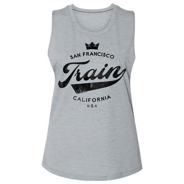 TRAIN CROWN LADIES SLUB SLEEVELESS CREW NECK S T-Shirt in Platinum