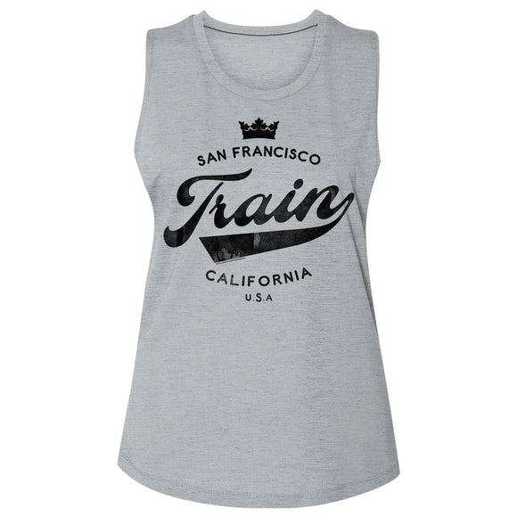 TRAIN CROWN LADIES SLUB SLEEVELESS CREW NECK S T-Shirt in Platinum