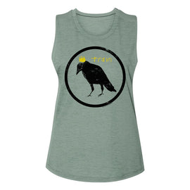 TRAIN CROW AND CROWN IN CIRCLE LADIES SLUB T-Shirt in SEA Glass