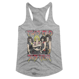 TWISTED SISTER LADIES RACERBACK XS T-Shirt in GRAY Heather